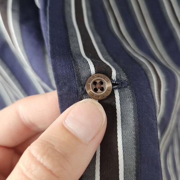 Etro Men's Button Down Long Sleeve Dress Shirt Blue Striped Modern Size 40 (M) - Picture 5 of 8